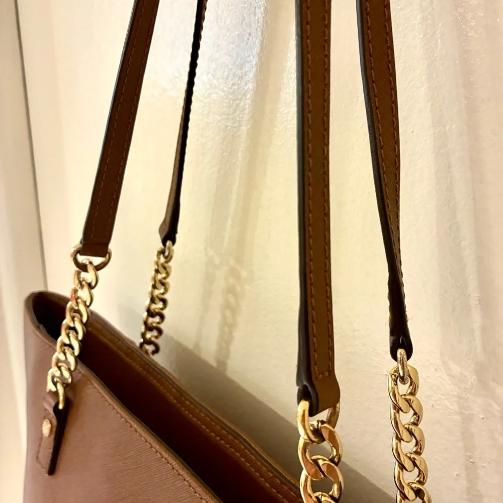 Michael Kors Jet Set Saffiano Leather Chain Tote in Acorn